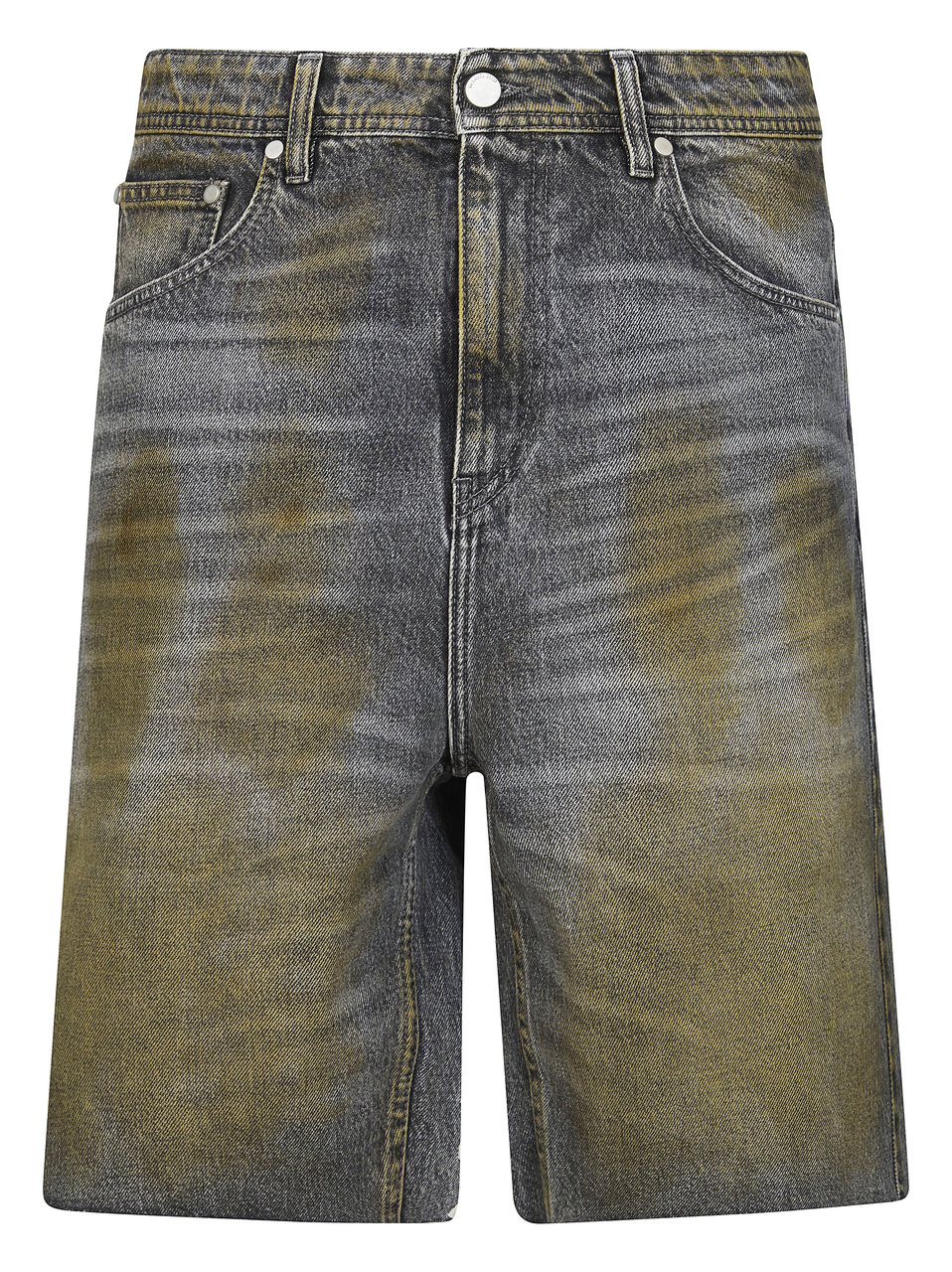 44 Label Group Washed Denim Muted Text Shorts Grijs