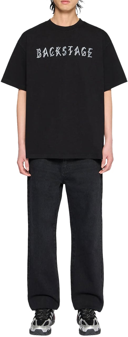44 Label Group BACKSTAGE PRINT T-SHIRT BLACK Zwart