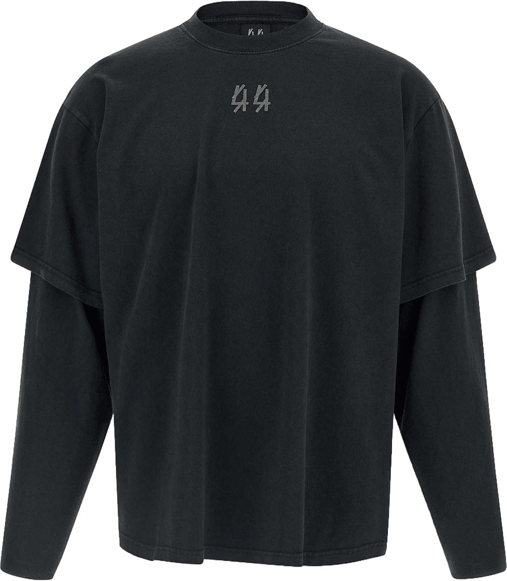 44 Label Group T-shirt met dubbele mouwen, zwart Zwart