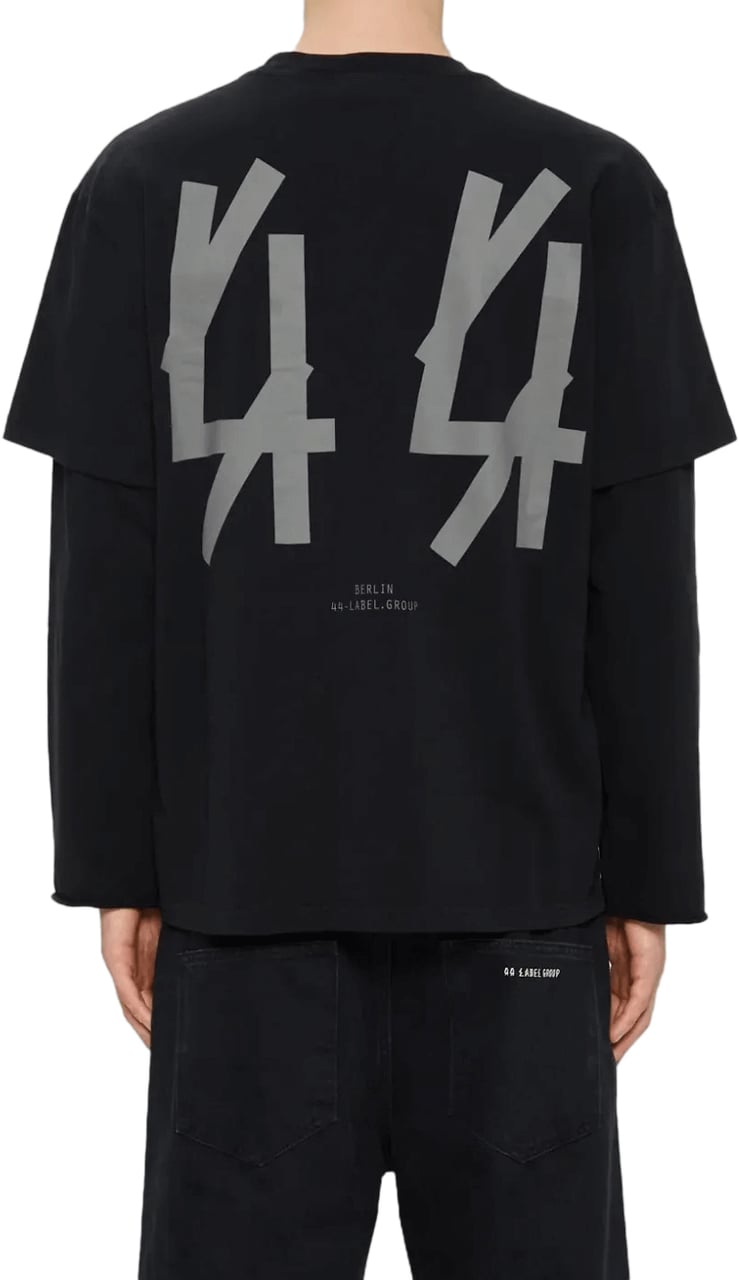 44 Label Group T-shirt met dubbele mouwen, zwart Zwart