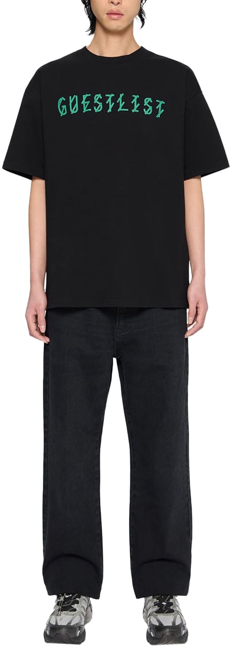 44 Label Group GUESTLIST PRINT T-SHIRT BLACK Zwart