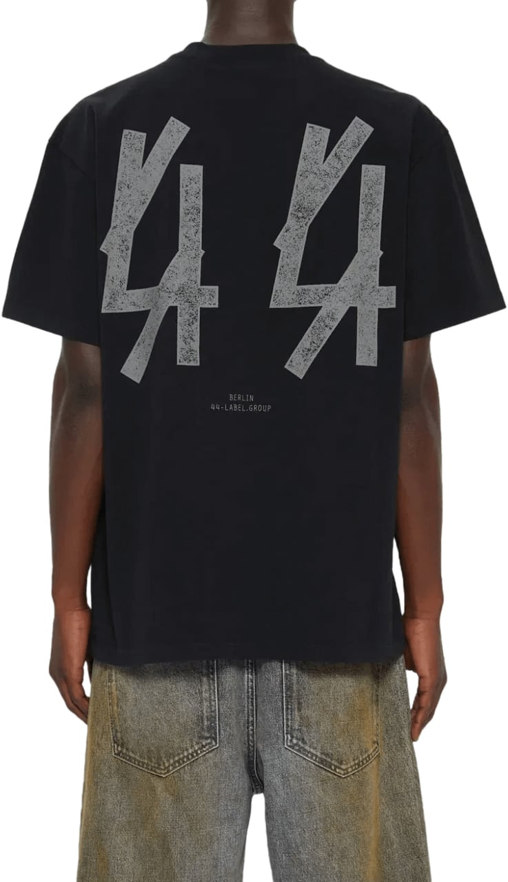 44 Label Group T-shirt met zwarte opdruk Zwart