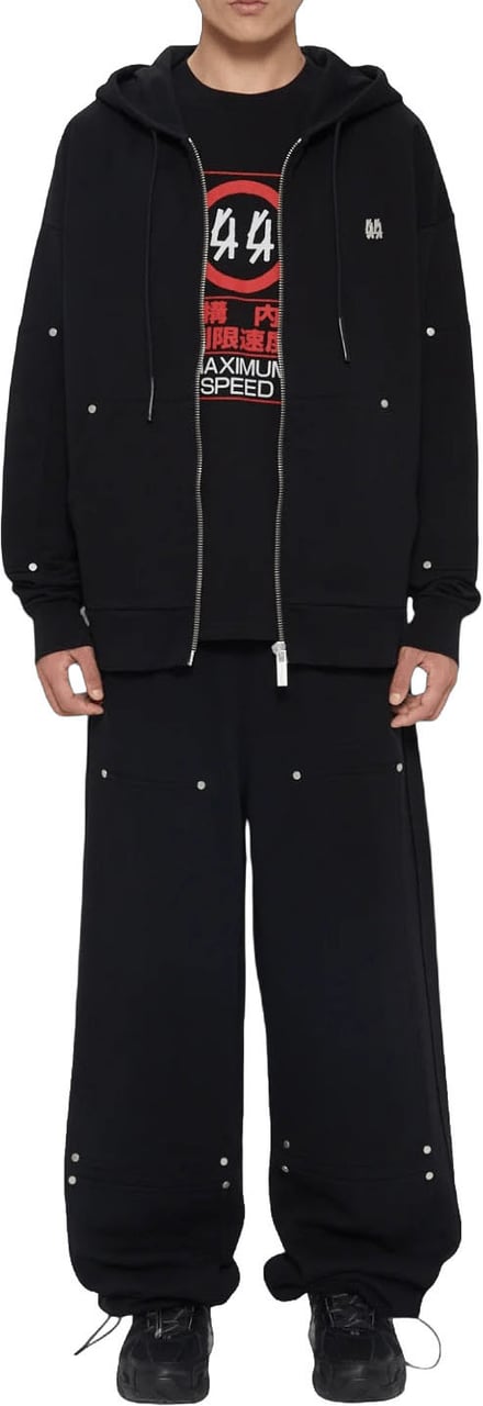 44 Label Group MONK HOODIE MET RITS Zwart