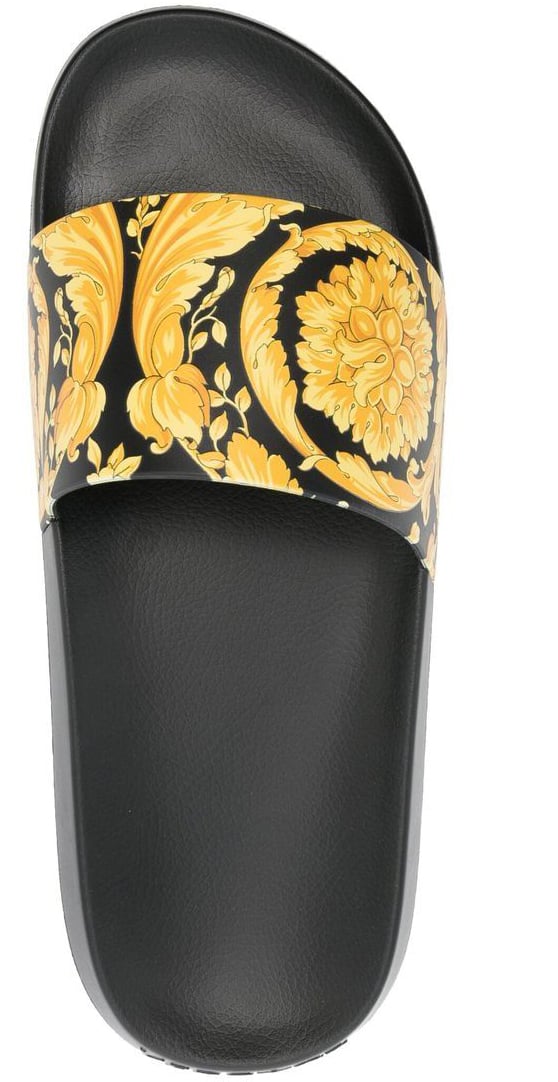 Versace Barocco Print Slides Zwart