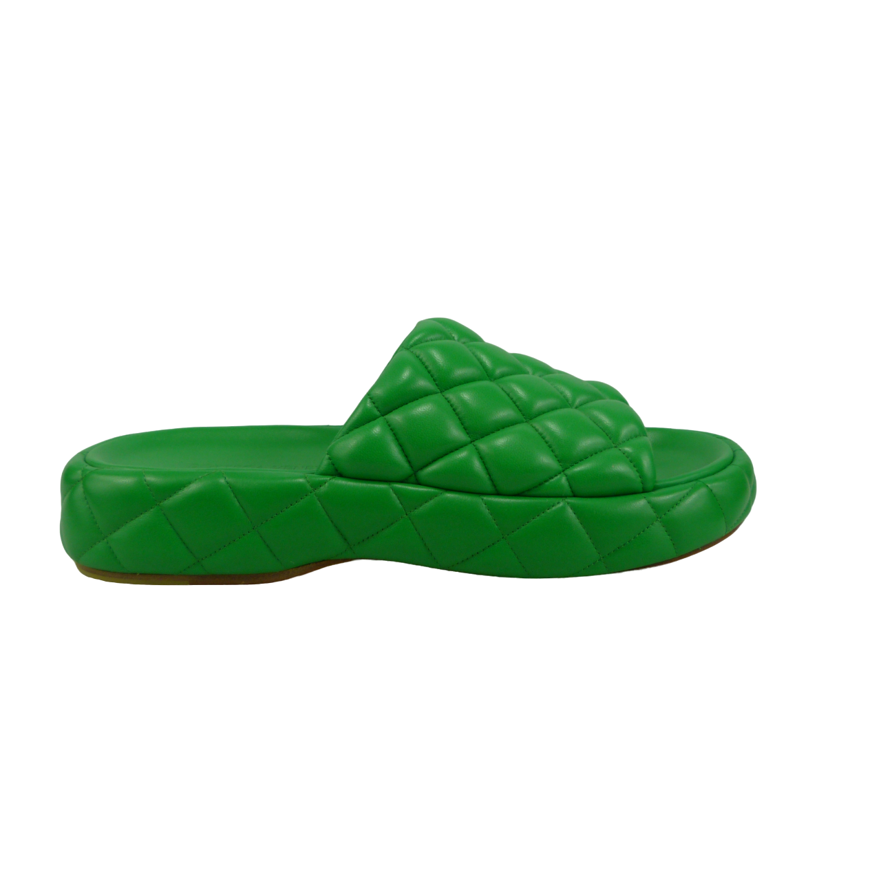 Bottega Veneta Sandalo imbottito in pelle verde Groen
