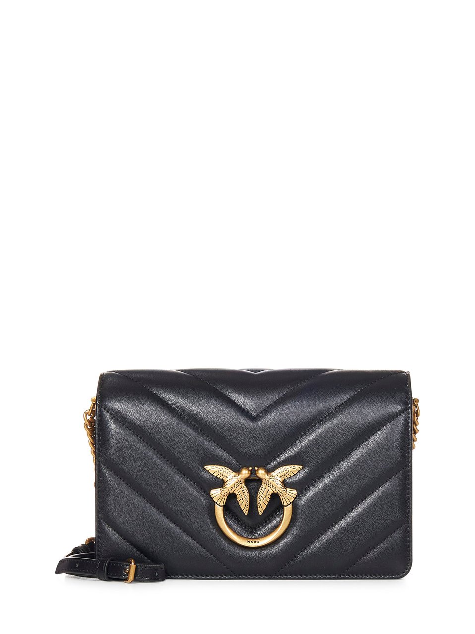 Pinko Pinko Black nappa Classic Love crossbody bag Zwart