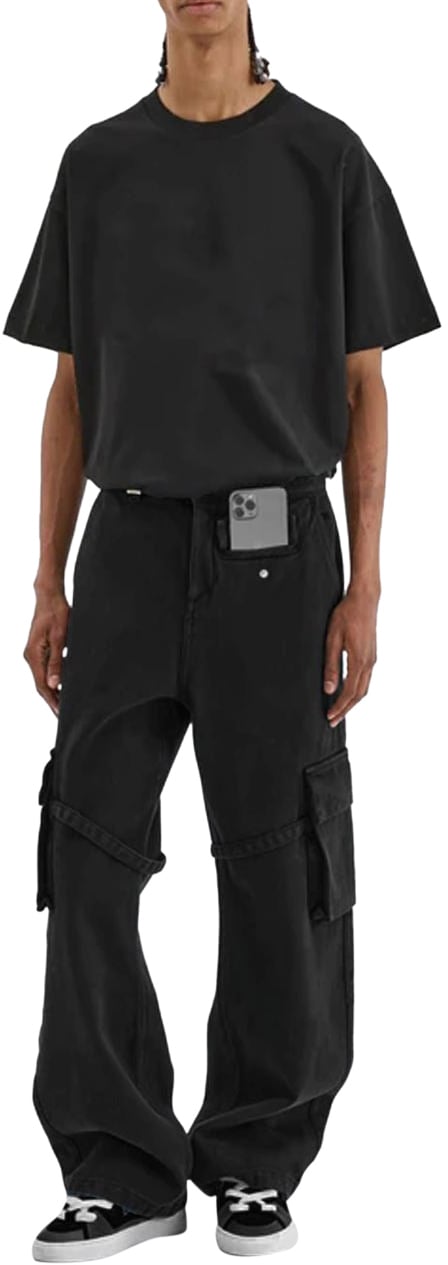 FLÂNEUR Phone Pocket Cargo Pants | Black Zwart