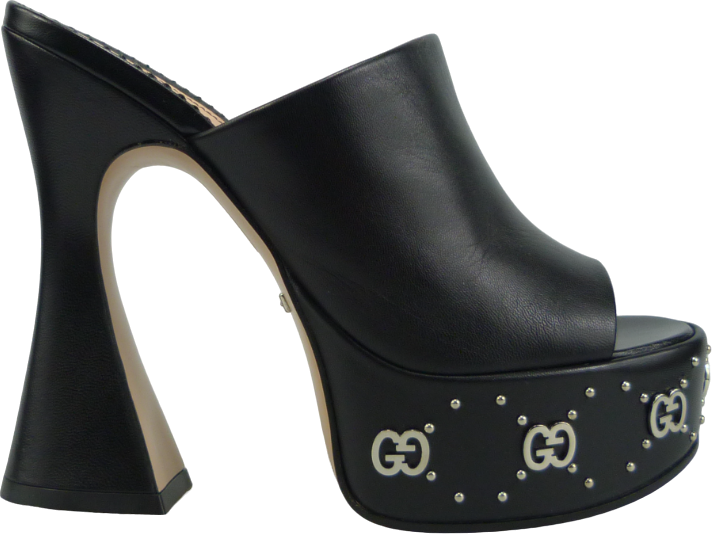 Gucci Sandalo Slider nero In Pelle Zwart