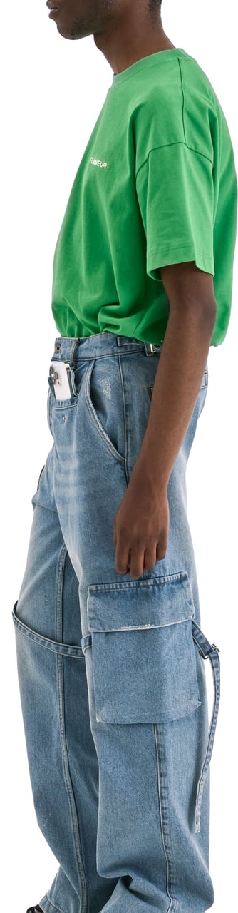 FLÂNEUR Phone Pocket Cargo Pants | Light Blue Denim Blauw