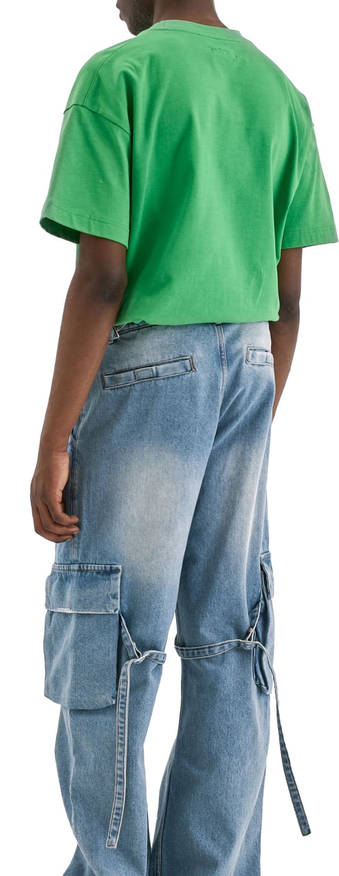 FLÂNEUR Phone Pocket Cargo Pants | Light Blue Denim Blauw