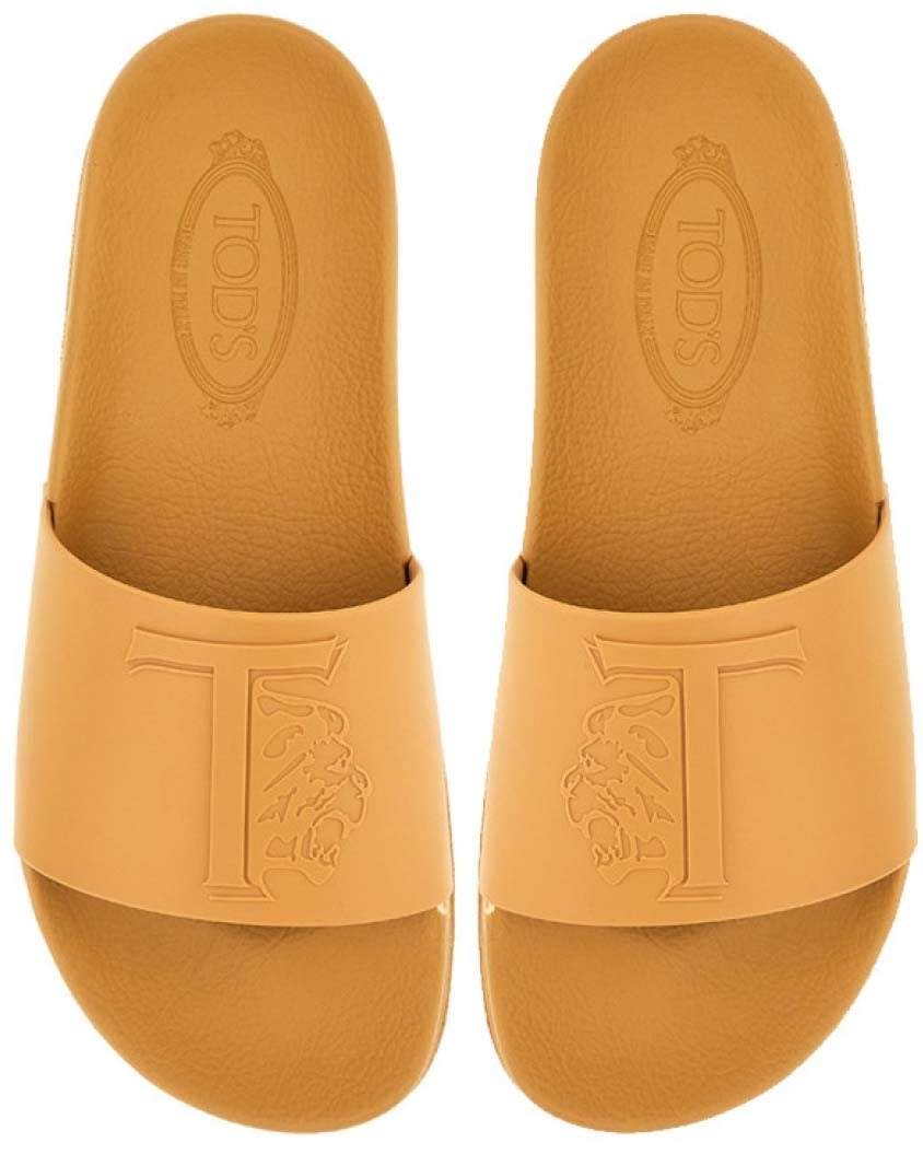 Tod's Monogram Logo Slides Sandals Geel