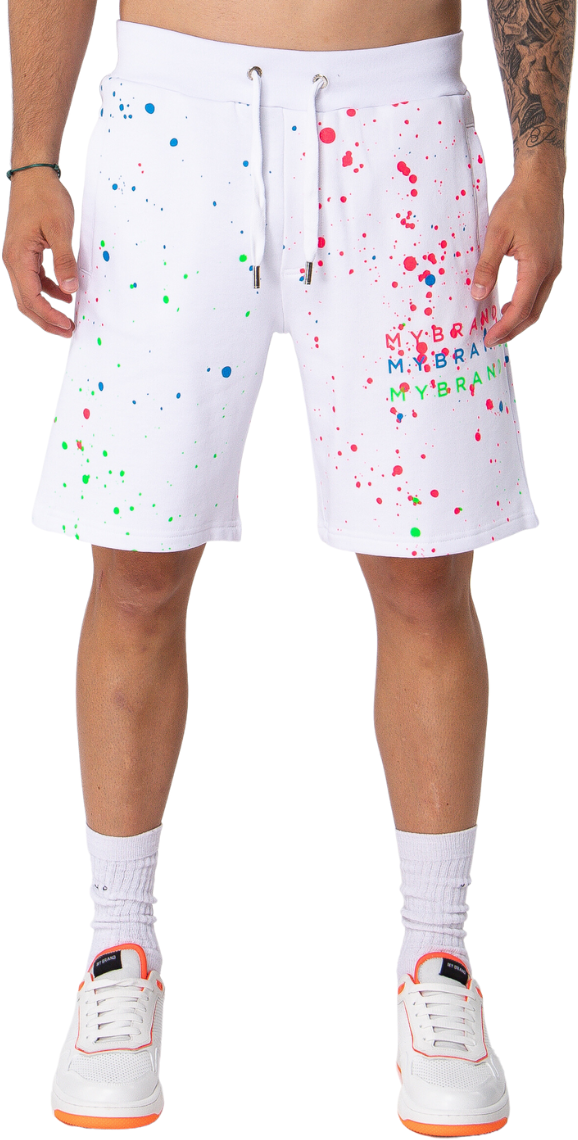 My Brand Neon Paint Splash MB Short White | WHITE Wit