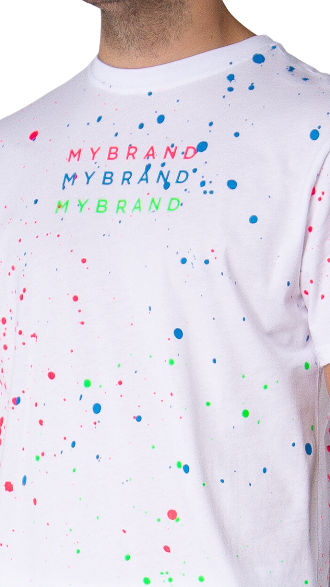 My Brand Neon Paint Splash MB Tshirt White | WHITE Wit