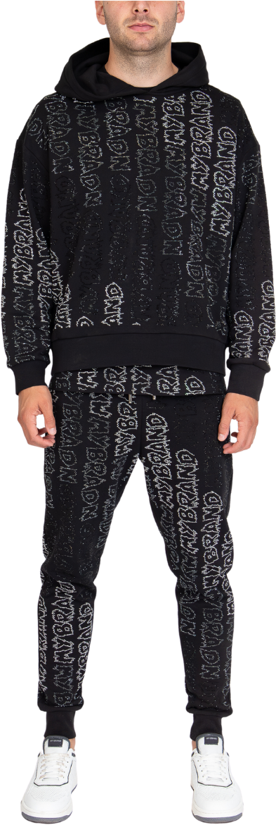 My Brand Rhinestone Gradient MB Joggingsuit Black | DARK GREY Grijs