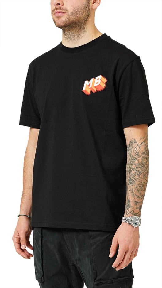 My Brand MY BRAND POPUP LOGO CHEST BLACK T-SHIRT | BLACK Zwart