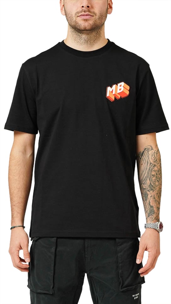 My Brand MY BRAND POPUP LOGO CHEST BLACK T-SHIRT | BLACK Zwart