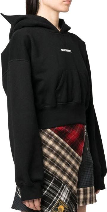 Dsquared2 Felpa con cappuccio con stampa logo Zwart