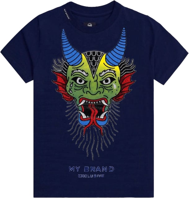 My Brand COLOR STONE MASK T-SHIRT | NAVY Blauw