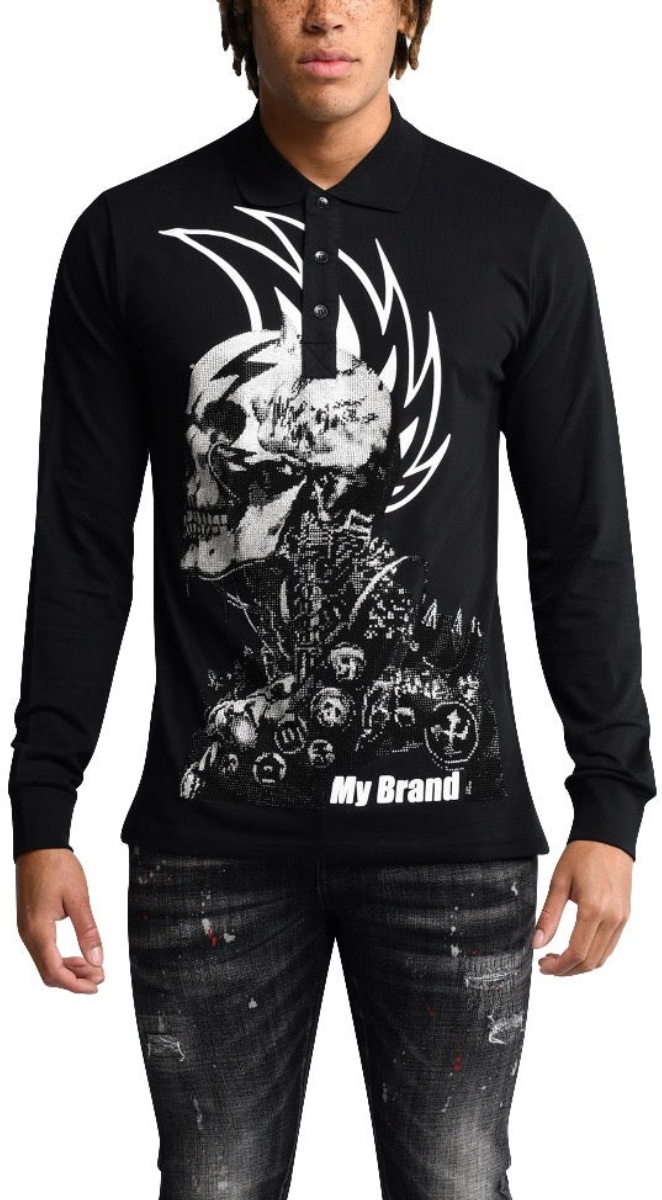 My Brand Rock Legends Longsleeve Polo | BLACK Zwart