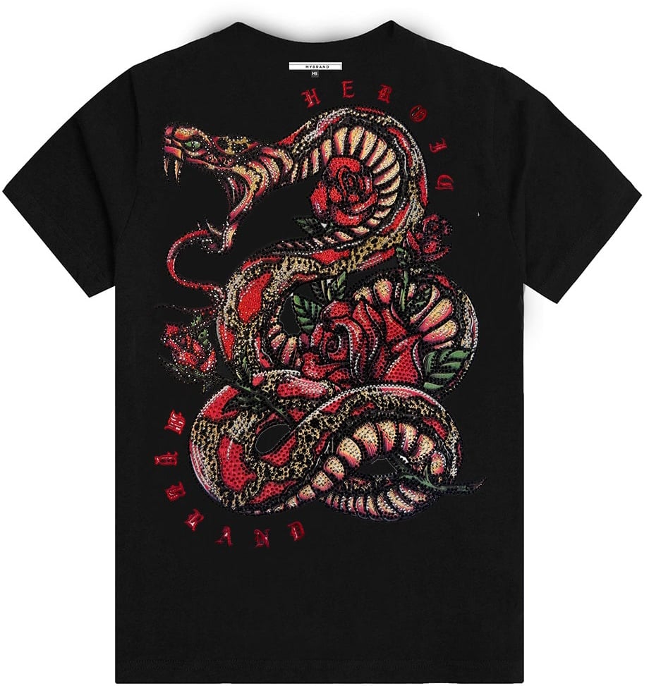 My Brand Snake Roses T-Shirt White | BLACK Zwart