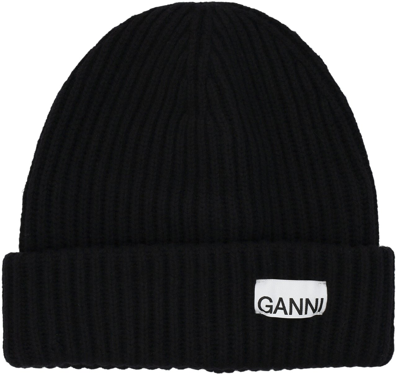 Ganni Beanie Wool Nero Zwart