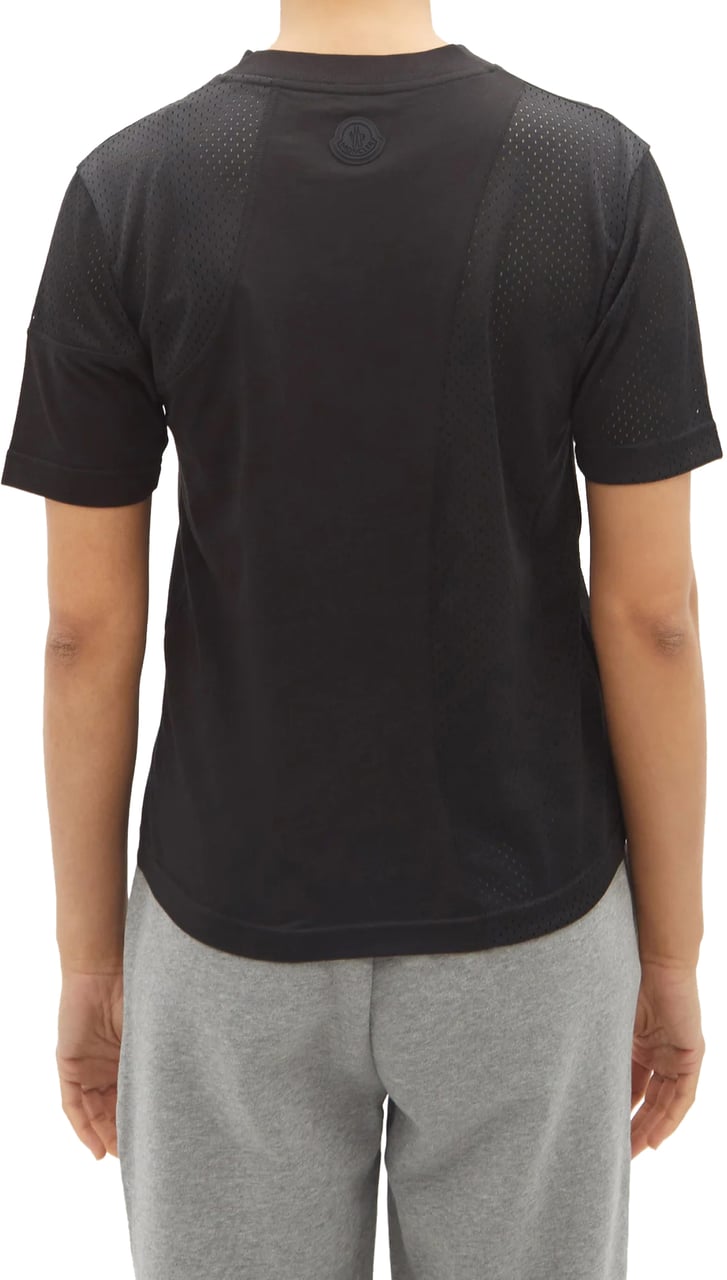Moncler Logo Mixed Media T-shirt Zwart