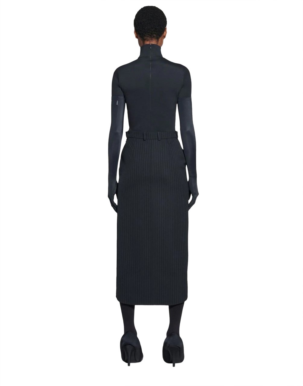 Balenciaga Hourglass Pinstripe Pencil  Skirt Zwart