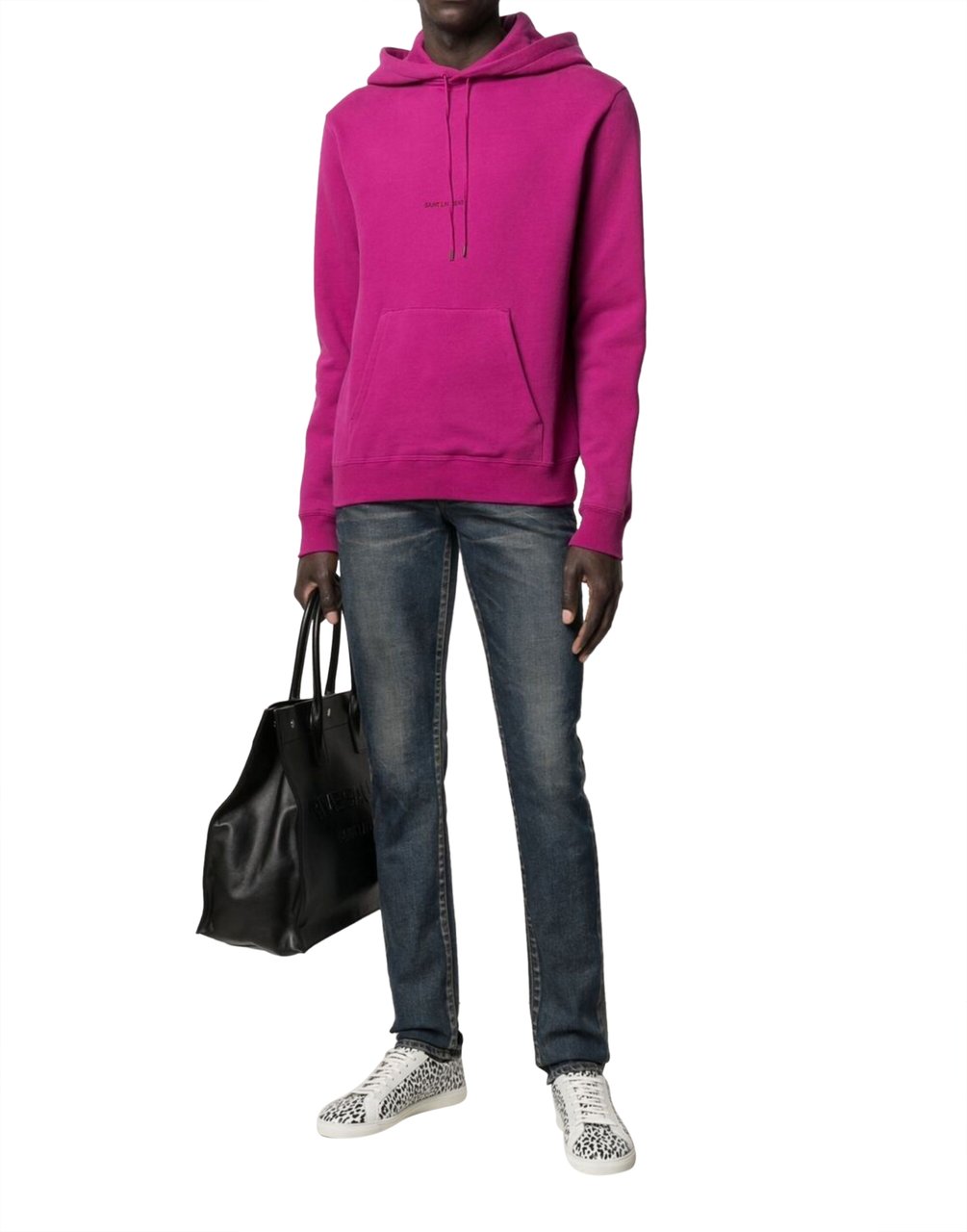 Saint Laurent Rive Gauche Logo Hoodie Roze