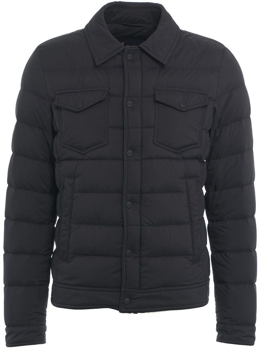 Herno Quilted down jacket 'La Denim' Zwart