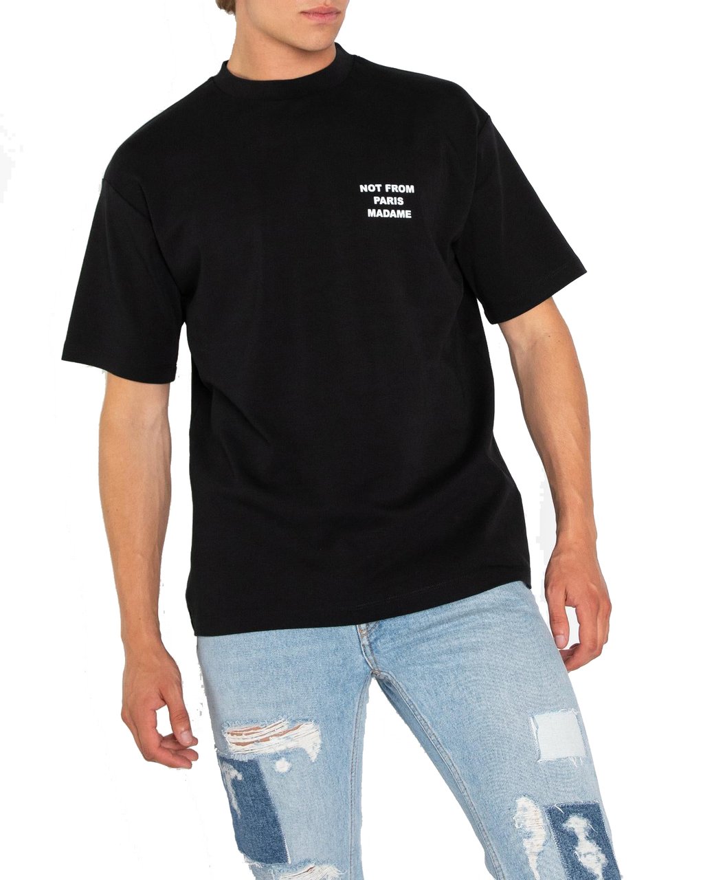 Drôle de Monsieur Heren Slogan T-Shirt Zwart Zwart