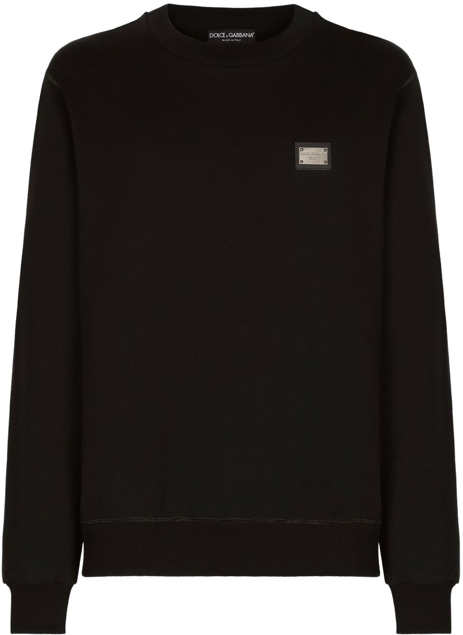 Dolce & Gabbana Jersey Sweatshirt With Branded Tag Zwart