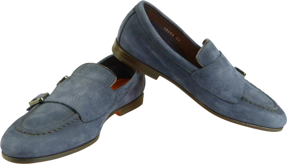Santoni Mocassino con doppia fibbia navy Blauw