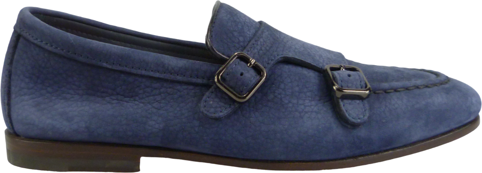 Santoni Mocassino con doppia fibbia navy Blauw