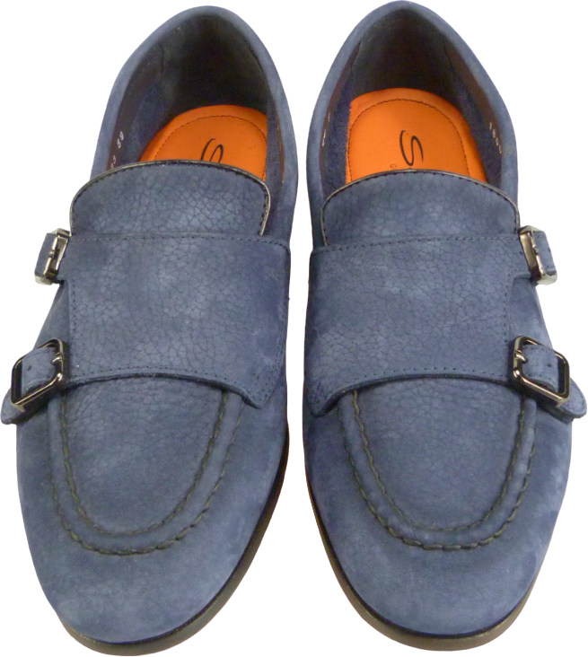 Santoni Mocassino con doppia fibbia navy Blauw