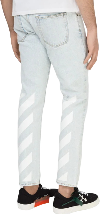 OFF-WHITE Jeans slim con stampa diag tab blu Blauw