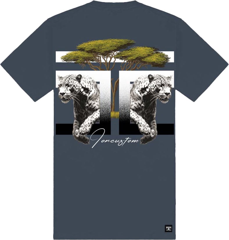 JORCUSTOM Safari Slim Fit T-Shirt SteelBlue Wit
