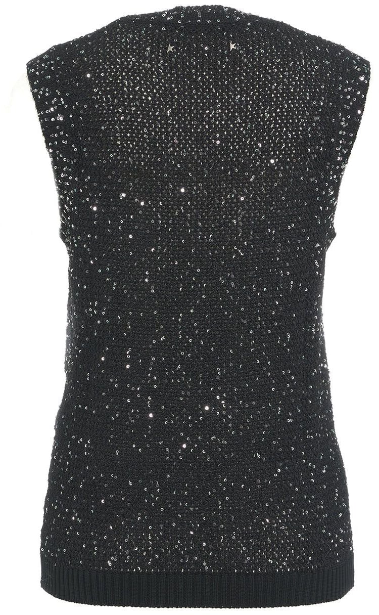 Golden Goose Knit vest with sequins 'Melyssa' Zwart