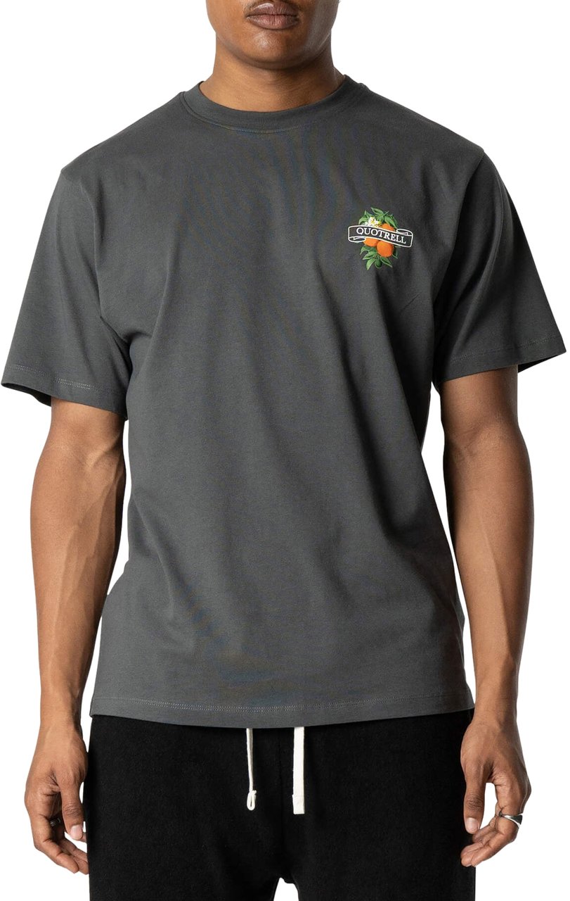 Quotrell Mineola Tee | Anthracite/white Zwart