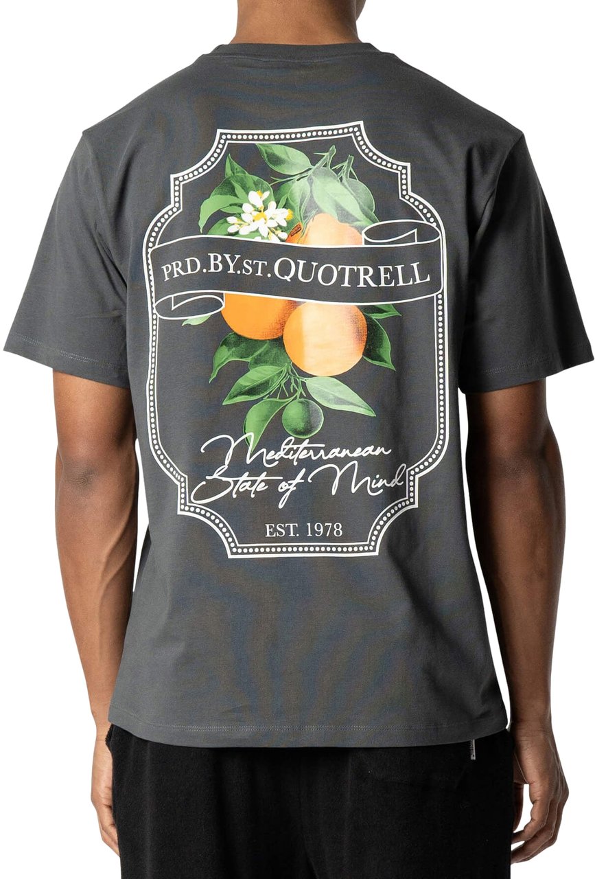 Quotrell Mineola Tee | Anthracite/white Zwart