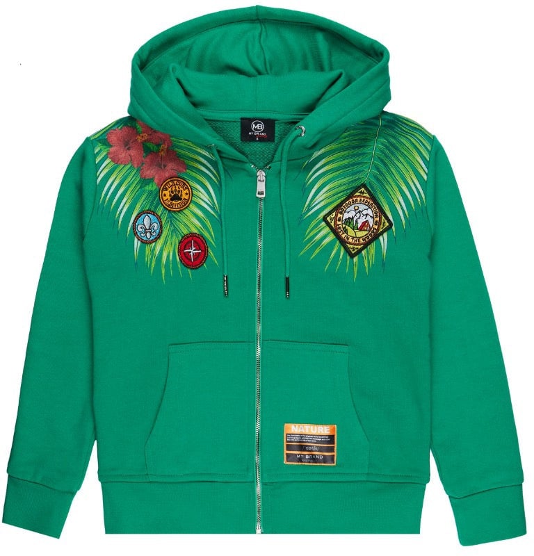 My Brand TROPICAL ZIPPER HOODIE | GREEN Groen