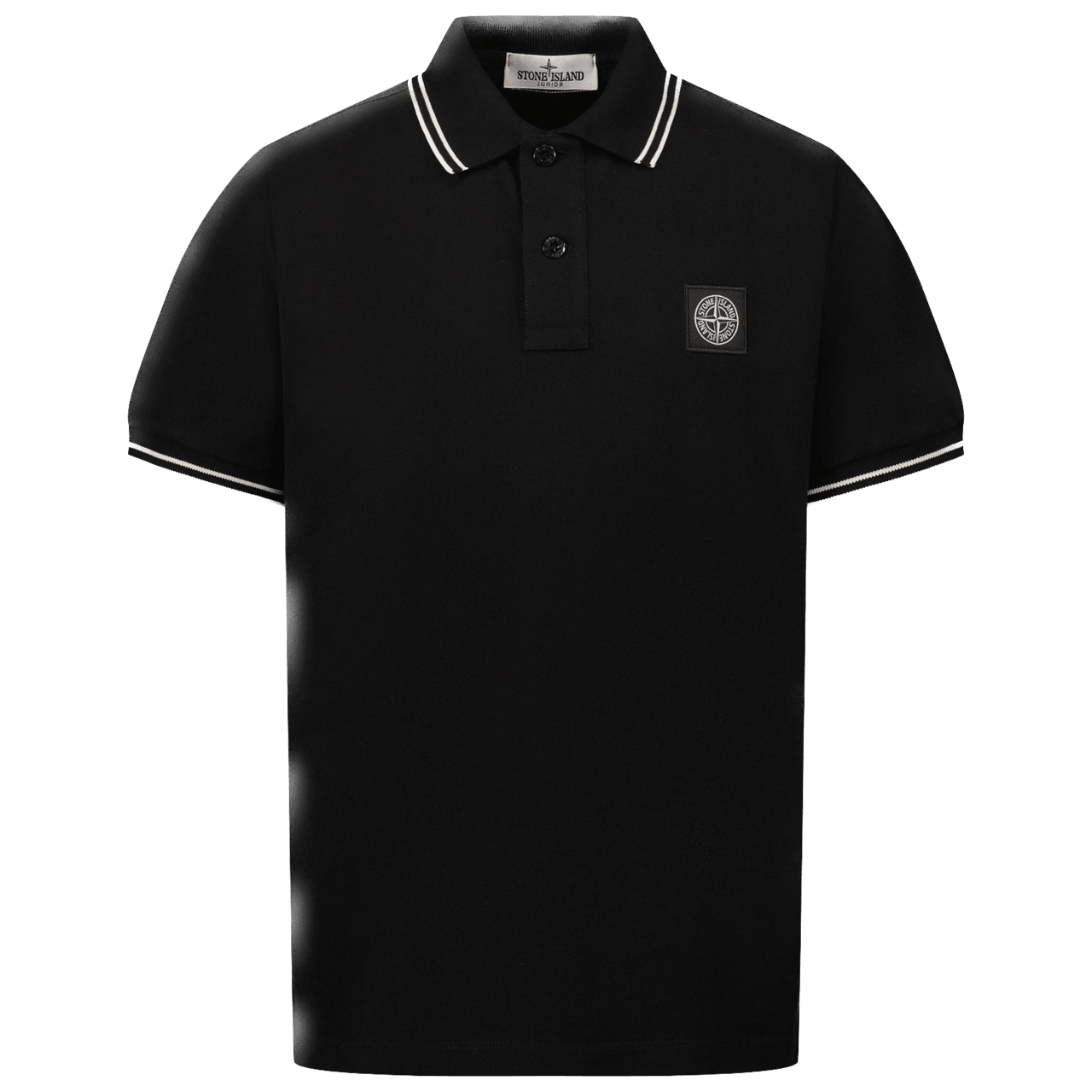 Stone Island Junior Stone Island Kinder Jongens Polo Zwart Zwart