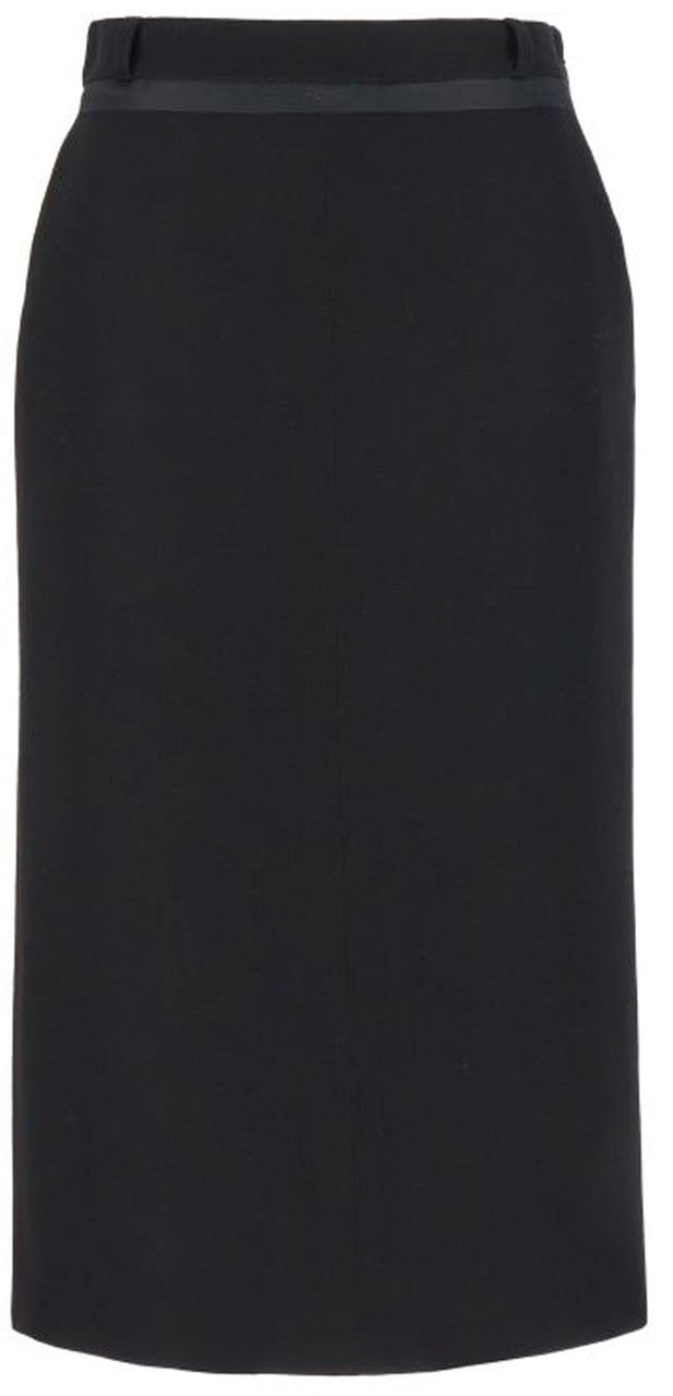 Fendi Fendi Virgin Wool Grain De Poud Skirt Zwart