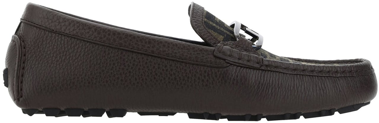 Fendi Fendi Leather Monogram Loafers Bruin