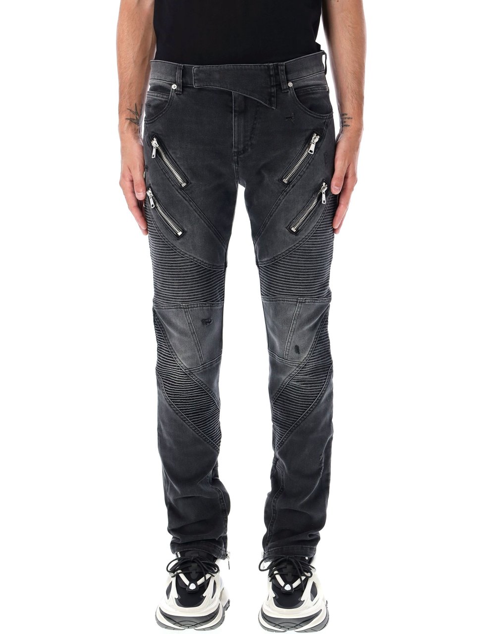Balmain Trousers Washed Black Zwart