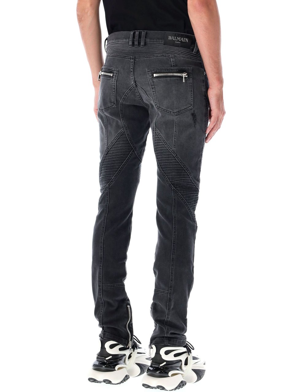 Balmain Trousers Washed Black Zwart