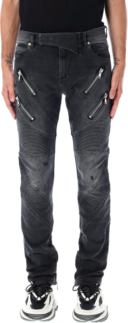 Balmain Trousers Washed Black Zwart