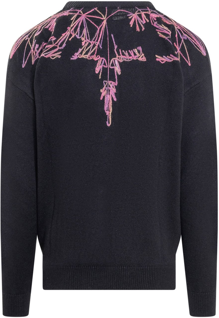 Marcelo Burlon Heren Wings Knit Relax Slim Crew Zwart