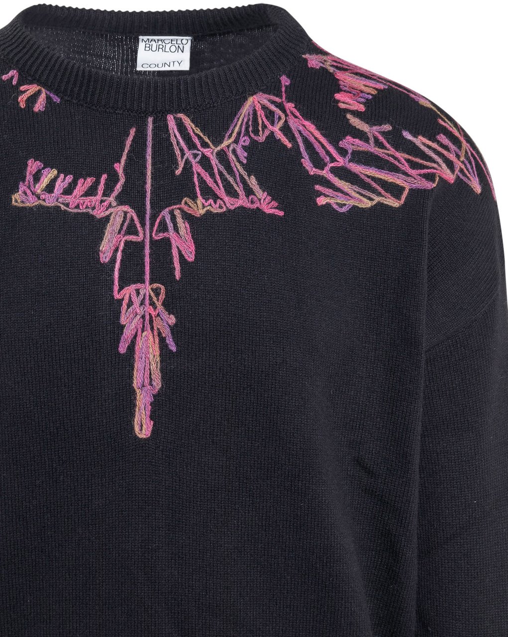 Marcelo Burlon Heren Wings Knit Relax Slim Crew Zwart