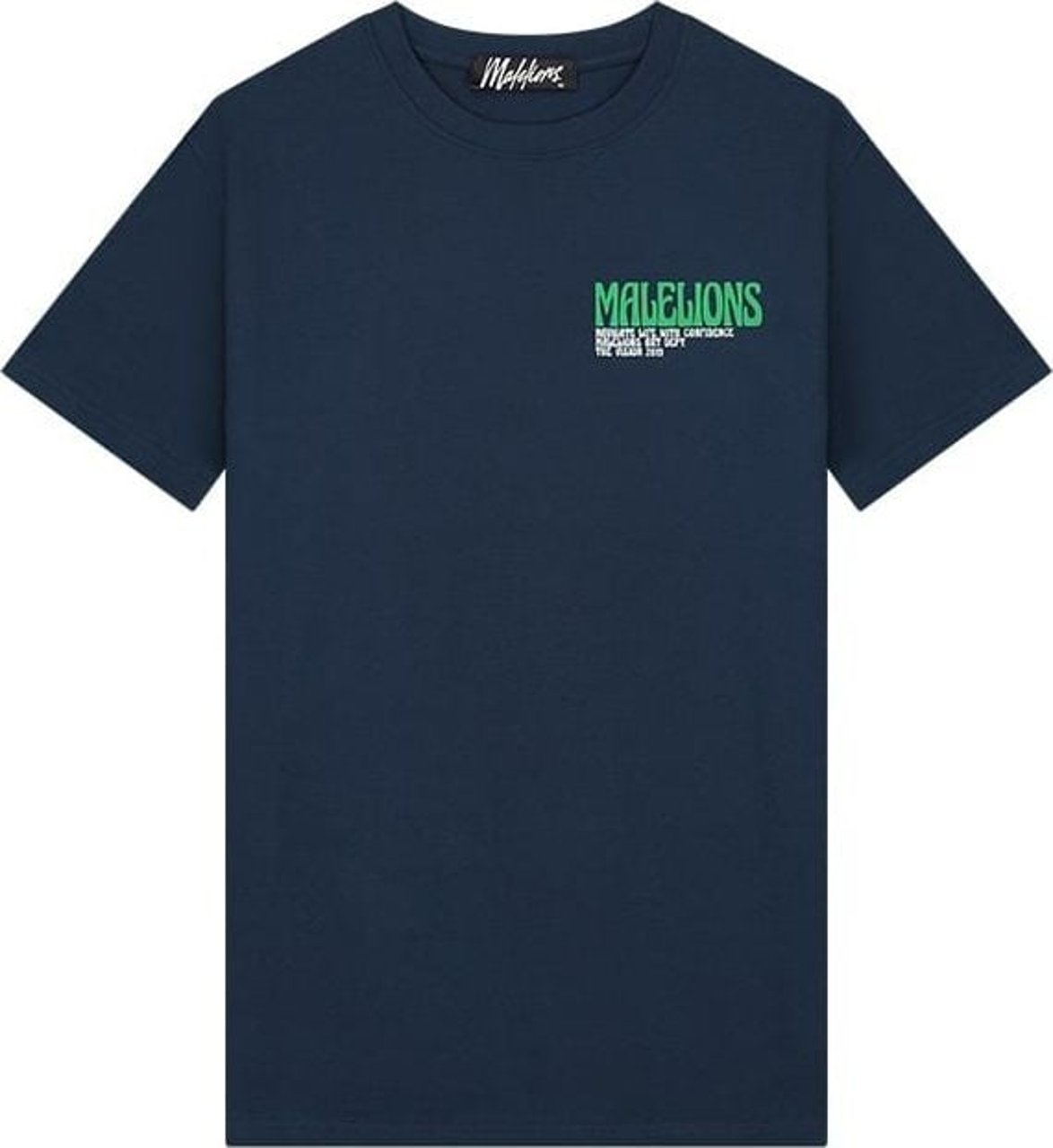 Malelions Boxer 2 T-Shirt - Navy/Green Blauw