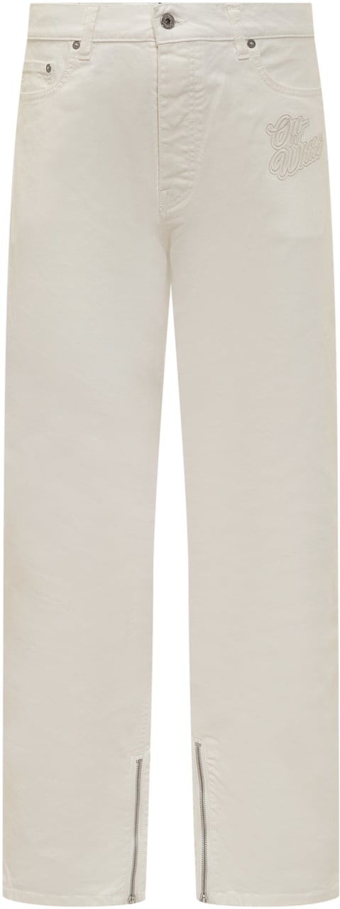 OFF-WHITE Heren 90Slogo Zip Det Skate Jeans Ra Wit